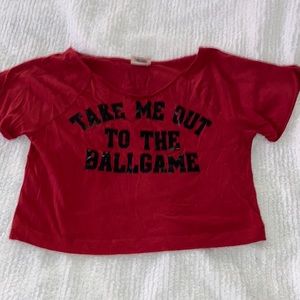 “Take Me Out to the Ballgame” cropped tshirt baseball